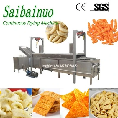 Horn Potato Chip Extruder Snack Frying Machine Framleiðslulína